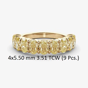 Yellow Moissanite <b>Diamond</b> <b>Ring</b> 2.5CT Oval Cut 14k Solid Yellow Gold Half Eternity Wedding Band Stackable Matching <b>Ring</b> - Product Image 2