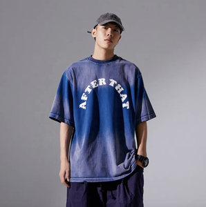 Camiseta de Hombre Hip Hop con Logotipo Personalizado, 100% Algodón, Manga Corta, Hombros Caídos, Estilo Oversize, Diseño Liso - Product Image 1
