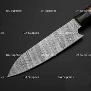 Cuchillo de Chef Ambidiestro de Acero de Damasco Hecho a Mano, Estilo Japonés, Afilado como una Navaja, Acabado de Alto Brillo, Mango Ergonómico Antideslizante de Madera - Product Image 3