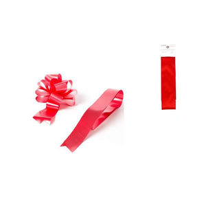 Fiocco Automatico Ilan 4,5x68 Cm con Nastro Rosso per Decorazione Regalo, Set da 4 Pezzi - Product Image 1