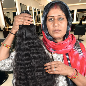 100% vente en gros pas cher naturel brut vierge machine double trame vendeur couleur noire faisceaux ondulés temple indien cheveux humains - Product Image 1