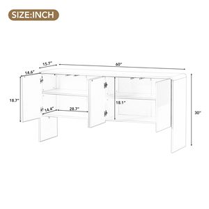 Buffet de rangement de style minimaliste de 60 pouces avec 4 portes et dispositif de rebond pour salon et entrée - Product Image 4