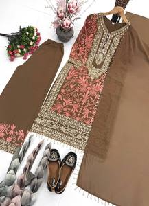 Trajes Punjabi para mujer, traje Farshi Salwar Kameez con lentejuelas y bordados, diseño indio, para bodas, fiestas, festivales, vestido abaya. - Product Image 3