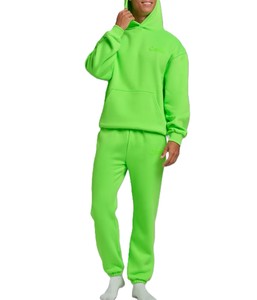 Sweat-shirt à capuche unisexe surdimensionné en molleton vert fluo, couleur unie, streetwear décontracté, imprimé personnalisé, brodé, doux et respirant - Product Image 3