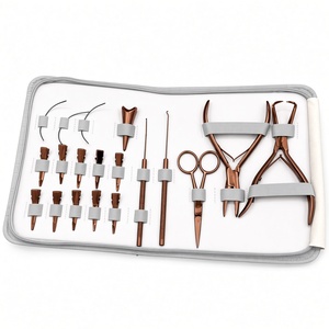 Kit d'outils pour extensions capillaires en acier inoxydable 100 % qualité professionnelle OEM avec pinces de retrait, rangement pour fils et étui en cuir - Product Image 5