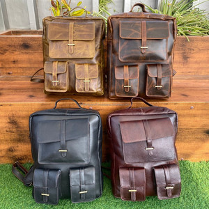 Vente en gros de sacs d'école en cuir pleine fleur pour ordinateur portable sac à dos de voyage en cuir véritable pour hommes et femmes sac à dos pour étudiants - Product Image 4