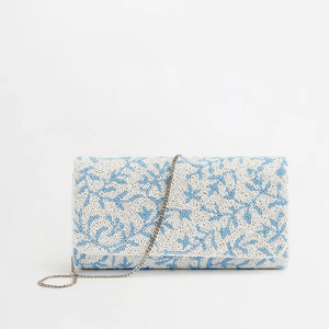 Dernières créations de sacs à main de soirée élégants, personnalisés, ornés de perles, à motif floral, avec fermeture éclair et doublure en satin. - Product Image 2