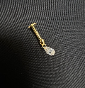 14k Gold Pear Diamond Stud Earring 16g Helix Flatback <b>Piercing</b> <b>Jewelry</b> Dainty <b>Cartilage</b> Earring Gift For Women - Product Image 6