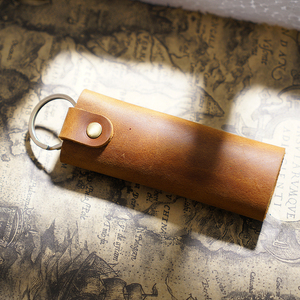 Vintage High Quality Genuine Leather Full Grain <b>Key</b> <b>Ring</b> Sleeve Durable Button Small Keychain <b>Bag</b> Car Case Fashion <b>Key</b> Pouch - Product Image 4