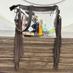 Nuevo Bolso Bandolera de Cuero Vacuno con Diseño Artesanal, PVC Transparente, Estilo Occidental, Bolso de Hombro con Flecos Largos para Mujer - Product Image 6