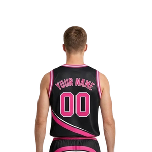 Conjunto de Uniforme de Baloncesto Sublimado Personalizado para Hombre, Jersey sin Mangas con Cuello en V, Rayas Onduladas, Nombre y Número, Pantalones Cortos a Juego, Fabricante Profesional - Product Image 4