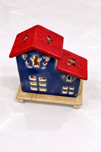 Wooden House lamp Wooden hut Lamp home decor item <b>tea</b> <b>light</b> lamp decor lamp - Product Image 2