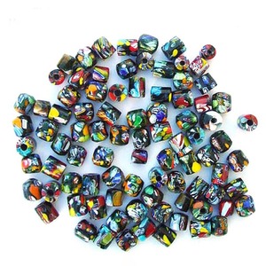 Perles en verre Millefiori de style Murano, faites à la main en Inde, de qualité supérieure, en forme de tuyau à grand trou, assortiment pour la fabrication de bijoux, vente en gros - Product Image 1