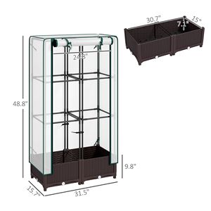 Jardinera exterior con espaldera 80 cm x 40 cm x 123 cm, cubierta de PE marrón, orificios de drenaje, puerta con cremallera, para invernaderos y cuartos de jardín - Product Image 3