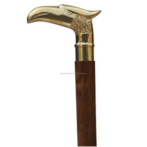 Bastón de madera Vintage de diseñador con mango de latón bastón de madera para caminar para hombres mayores - Product Image 1