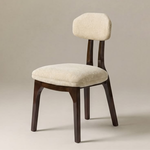 Chaise de salle à manger rembourrée de style Mid-Century Modern, chaise de cuisine vintage en bois massif, chaise d'appoint avec coussin pour restaurant - Product Image 1