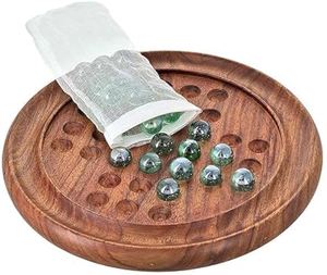 Wooden Solitaire Board Game with Marbles Classic Brain Teaser Strategy <b>Puzzle</b> - Product Image 5