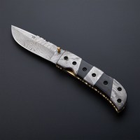 Couteau pliant de poche en acier Damas de qualité supérieure avec manche en métal, design luxueux, dureté 58HRC, garantie de 3 ans, OEM, camping et chasse