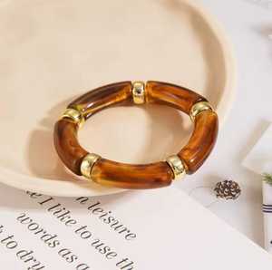 Handmade Tube Resin Bangle Stackable Curved Rasin Tube Resin Craft Elastic <b>Stretch</b> <b>Bracelet</b> Women Jewelry - Product Image 3