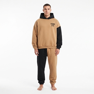 Survêtement à capuche bicolore pour homme, sweat-shirt en molleton contrastant et pantalon de jogging, coupe décontractée, manches longues, tenue décontractée d'hiver - Product Image 4