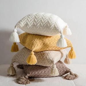 Funda de Cojín Tejida con Diseño Geométrico ITHL, Cuadrada, Estilo Bohemio, de Algodón, Decorativa, Extraíble, Lavable a Mano, No Tóxica - Product Image 2