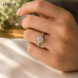 Anillo de Compromiso de Plata de Ley 925 para Mujer, Corte Brillante Redondo, Banda Trenzada, Anillo de Propuesta Clásico con Moissanita - Product Image 1