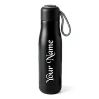 Bouteille d'eau en acier inoxydable noir avec imprimé floral papillon, bouteille isotherme réutilisable avec bouchon à vis pour le bureau