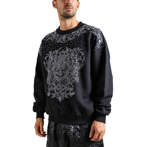 Winter Drop Shoulder <b>Rhinestone</b> Sweatshirts Men's Long Sleeve Pullover <b>Rhinestone</b> Sweat Shirts Men Crew Neck <b>Rhinestone</b> <b>Tops</b> - Product Image 4