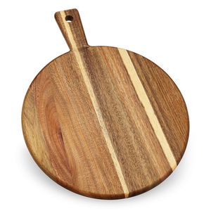 Planche à découper rectangulaire moderne en bois de chêne et grain de bois naturel avec poignée, pour cuisine et service - Product Image 6