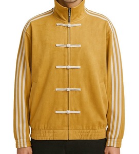 Ensemble de survêtement homme hiver coupe ajustée polyester/coton, deux pièces, veste zippée matelassée patchwork et pantalon, survêtement polaire personnalisé - Product Image 4