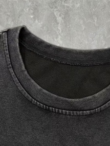 T-shirt court oversize en coton noir délavé pour homme, manches courtes, col rond, coupe décontractée, couleur unie, tricoté, 100% coton - Product Image 4