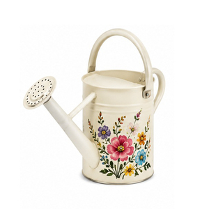 Cream Aluminum Watering Can Floral <b>Painting</b> Eco-Friendly Powder <b>Coating</b> Customizable Colors Logo 1.5L Capacity for Gardening - Product Image 2