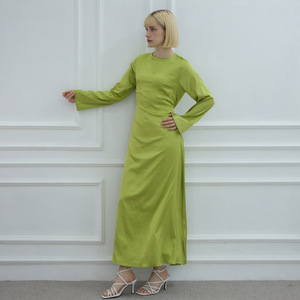 Women Satin <b>Abaya</b> Dress Long Sleeve Maxi Dress Solid Modest <b>Prayer</b> Dress for Daily Wedding Eid - Product Image 5