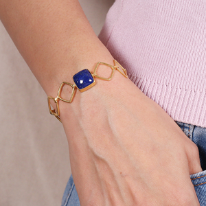 Wholesale Price <b>Gold</b> Plated Lapis <b>Bracelet</b> for Women Engagement Wedding Party - Product Image 3