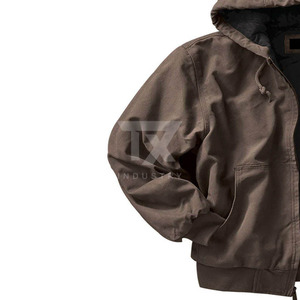 Pakistan Manufacturer's Custom Winter Stand Collar Waterproof Windproof Breathable Solid Color <b>Canvas</b> <b>Men's</b> Windbreaker <b>Jackets</b> - Product Image 3