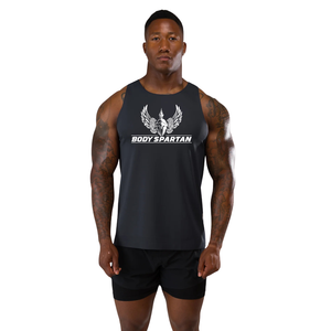 Débardeur côtelé gris anthracite pour homme – Gilet sans manches premium extensible pour le sport, la gym, l'entraînement et les tenues décontractées d'été - Product Image 1