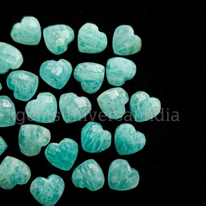 Pierre précieuse naturelle Amazonite en forme de cœur, facettée, 8 mm, pendentif cœur sculpté à la main, pierre en vrac, vente en gros, fabrication de bijoux - Product Image 6