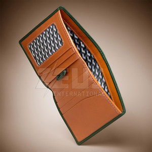 100% Genuine Leather Male With <b>Zip</b> Pocket Customized Logo Men <b>Wallet</b> Custom Made Leather Accessories - Product Image 4