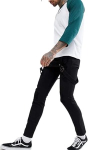 Overoles de Mezclilla Negros para Hombre, Corte Ajustado, Desgastados, Cintura Alta, Estilo Casual para Trabajo, Primavera - Product Image 5