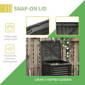 Bac à compost en plastique de grande taille de 80 gallons pour jardin extérieur, montage facile, noir - Product Image 6