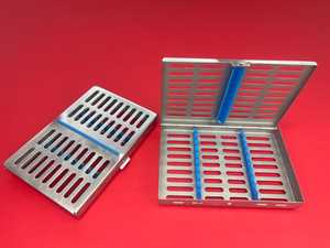 Boîte de stérilisation dentaire en acier inoxydable, cassette sans rouille avec raccords en silicone, couleurs bleu, rouge, vert, gris - Product Image 4