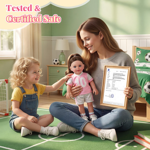 Muñeca Reborn Babeside Doreen <span class=keywords><strong>de</strong></span> 16 Pulgadas, <span class=keywords><strong>de</strong></span> Vinilo, Niña con Cabello Largo Castaño, Traje <span class=keywords><strong>de</strong></span> Fútbol, Linda y Dulce, <span class=keywords><strong>Kit</strong></span> <span class=keywords><strong>de</strong></span> Regalo - Product Image 4