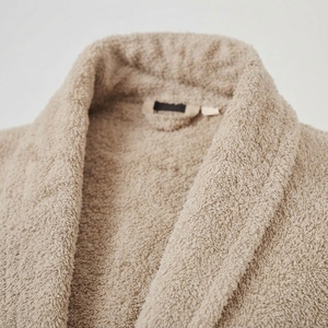 Women's Classic Terry <b>Robe</b> 100% Cotton Soft Solid Color Long Sleeve V-neck Knee Length Autumn Wear - Product Image 3