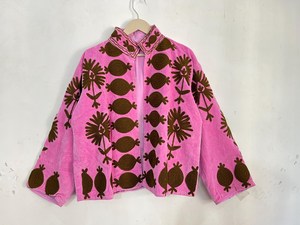Chaqueta de Terciopelo con Bordado Suzani Rosa Estilo Vintage para Mujer, Prenda Exterior Étnica con Diseño Floral de Granada - Product Image 3