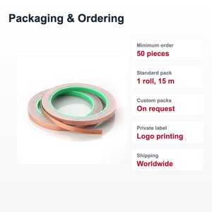 TECHINSTRO เทปทองแดงนำไฟฟ้า 12 มม. x 15 ม. พร้อมกาวนำไฟฟ้าสำหรับป้องกัน EMI ซ่อมแซม PCB สายดิน CFT-0012 - Product Image 2