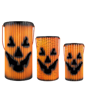 Black & <b>Orange</b> Metal Pumpkin Lantern Halloween Decoration Set Of 3 Pieces - Product Image 2