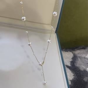 Collar Redondo Aurora de Plata 925 con Perlas Naturales de Agua Dulce de 3-7 mm, Collar Inspirado en el Cielo Estrellado - Product Image 1