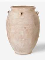 Vas Keramik Terakota Buatan Tangan Tradisional Rustic Tiga Pegangan Bentuk Elips Gaya Vintage Pot Bunga Rumah Taman Hidup
