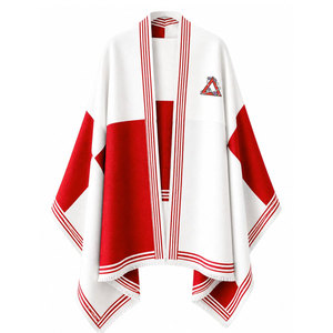 Delta | Sigma | Theta Sorority Women’s White & <b>Red</b> Cape Shawl Cardigan Casual Striped Open Front Cape Shawl Daily Wear <b>Scarf</b> - Product Image 4