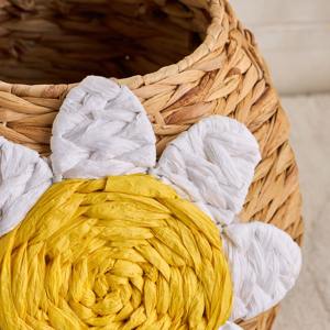 Cesta de Almacenamiento de Jacinto de Agua con Diseño de Flor de Margarita, Cesta de Almacenamiento Hecha a Mano, Venta al por Mayor, Ecológica, Hecha en Vietnam - Product Image 4